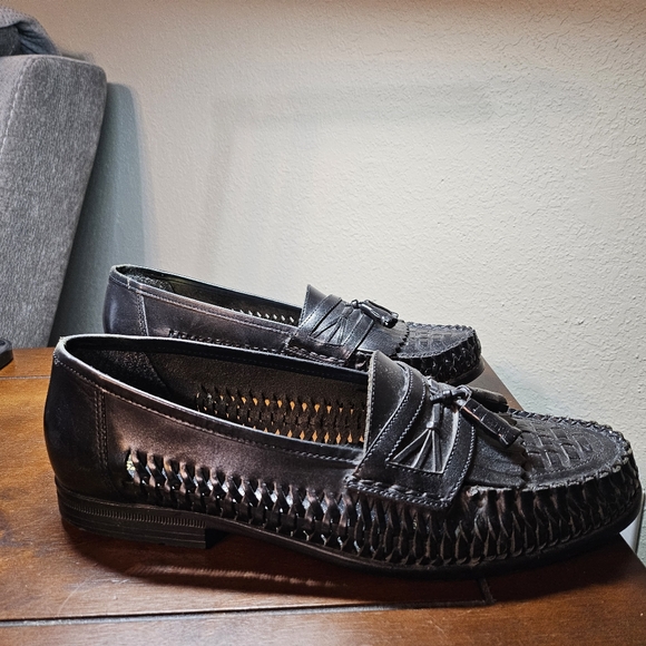 Nunn Bush Black woven Leather tassel Loafers - Picture 3 of 5